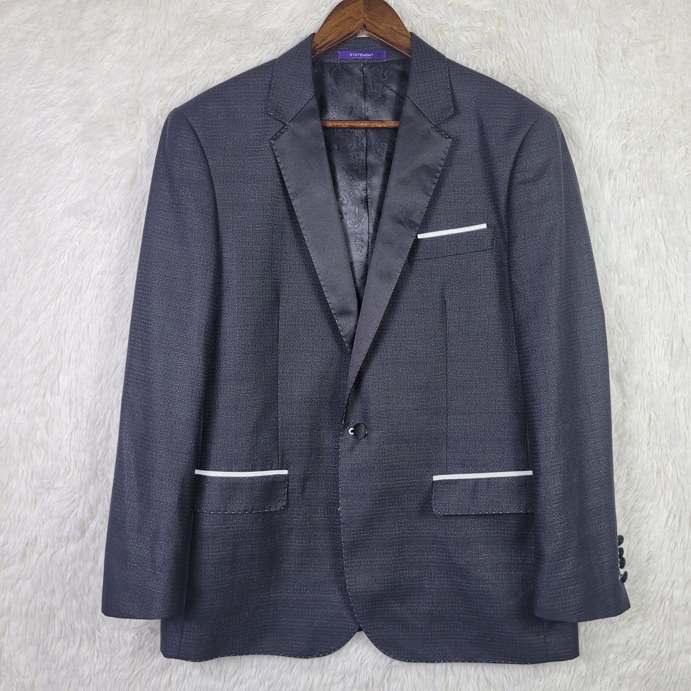 40S Statement Italy Black Confidence Wool Blend Suit Jacket‎ Made In Italy
